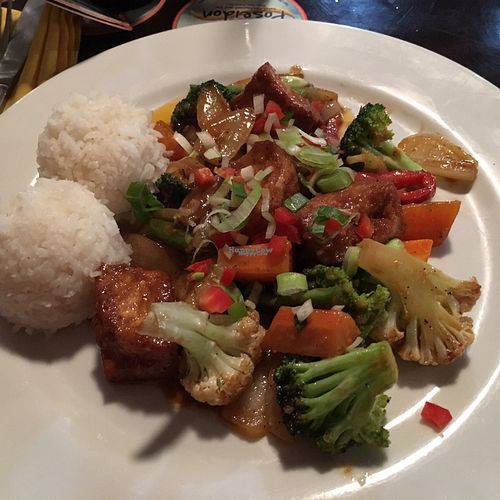 Curry with tofu at Poseidon Restaurant in Jaco