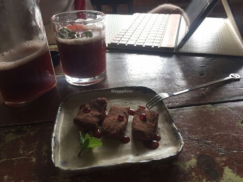 Grape and Kefir drink with the raw brownie. very tasty!! at Pantree in Kuala Lumpur