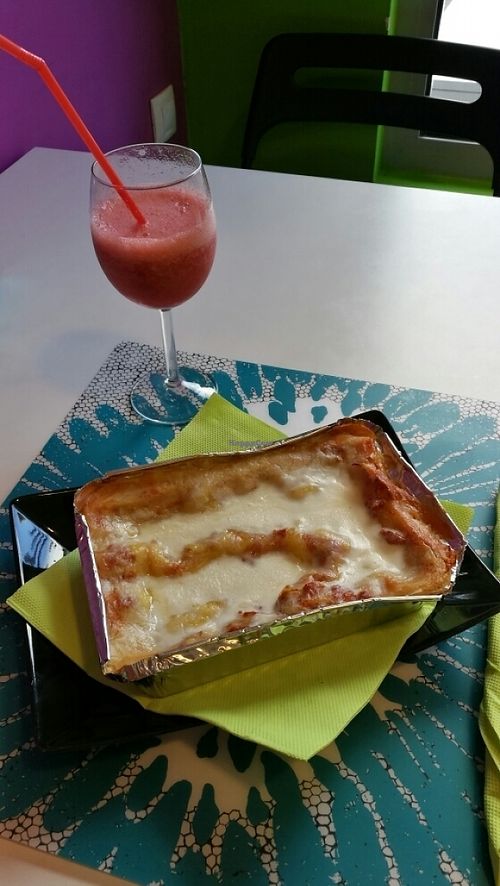 lasagne time!  at Delicias y Namaste in Fuerteventura