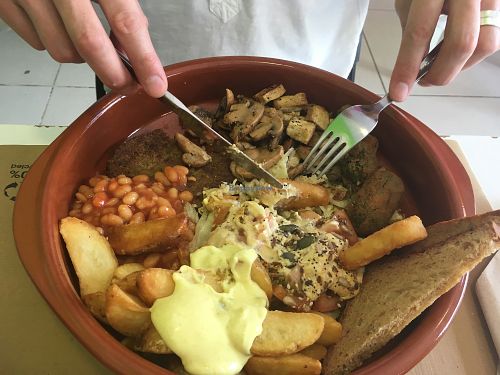 Massive vegan English breakfast  at Delicias y Namaste in Fuerteventura