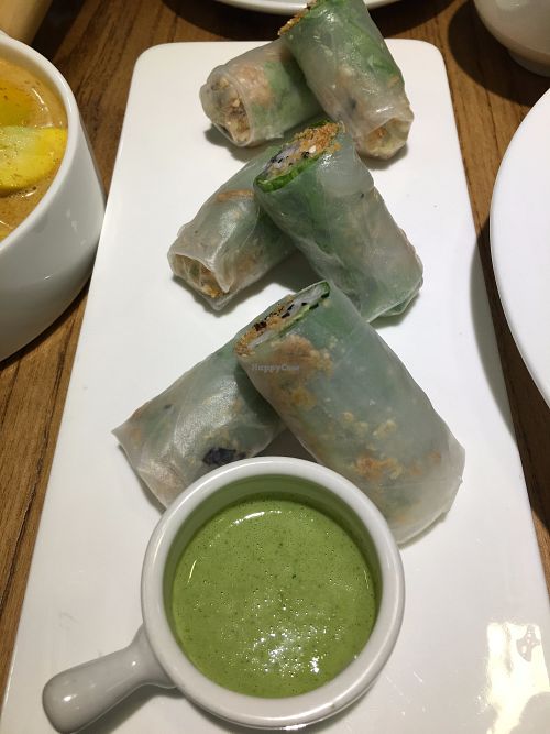 raw spring rolls, with dip at Ru if Vegan in Shanghai