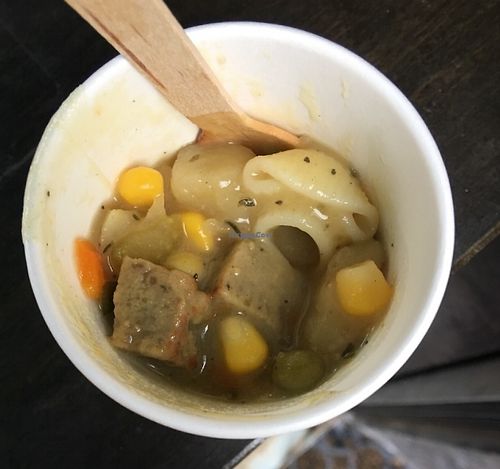 Chx (local seitan) noodles soup  at Rainbow Seasons - Food Truck in Portland
