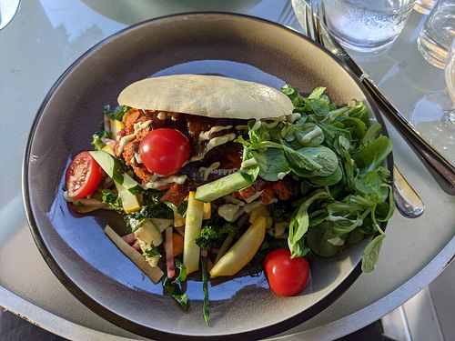 Pita with jackfruit salad at Cafe Mair's in Fredericia
