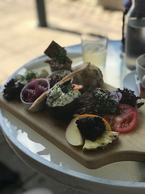 Vegan Brunch platter  at Cafe Mair's in Fredericia