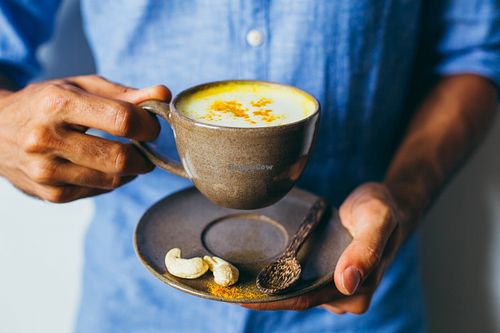 Turmeric latte at Vibe Cafe in Siem Reap