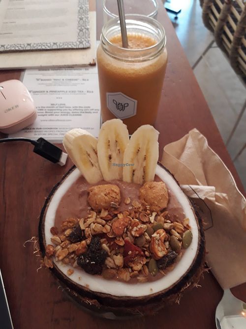 Coco smoothie bowl at Vibe Cafe in Siem Reap