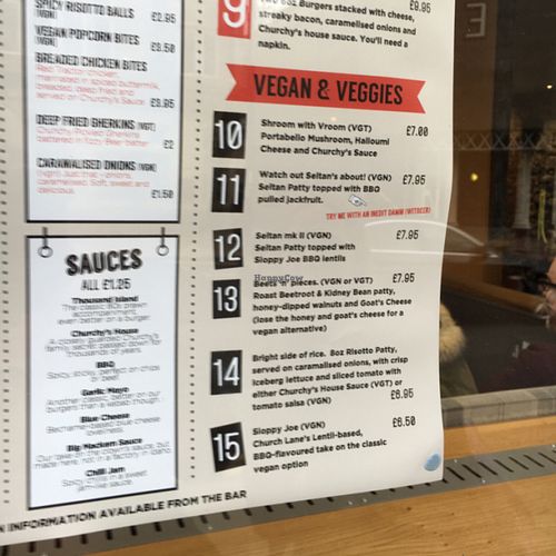 veg / vegan burgers  at No 2 Church Lane in Sunderland