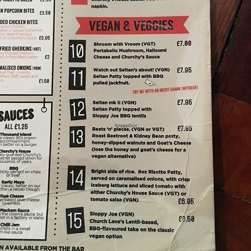 meat free choice  at No 2 Church Lane in Sunderland