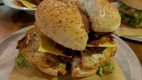 Aussie burger with vegan egg at The Green Lion Pub in Rozelle