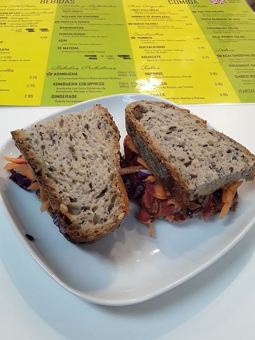 Hummus sandwich at Urban Orchard in Madrid