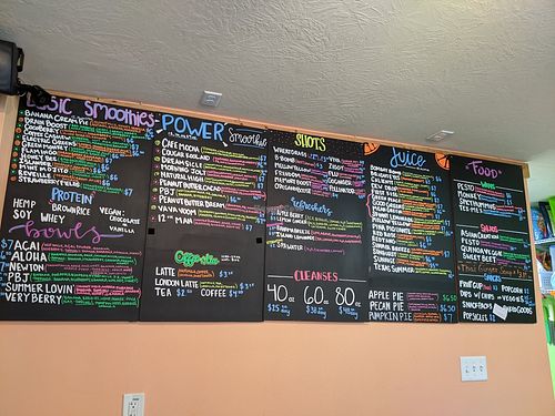 Menu board at Northgate Juice Joint in Bryan