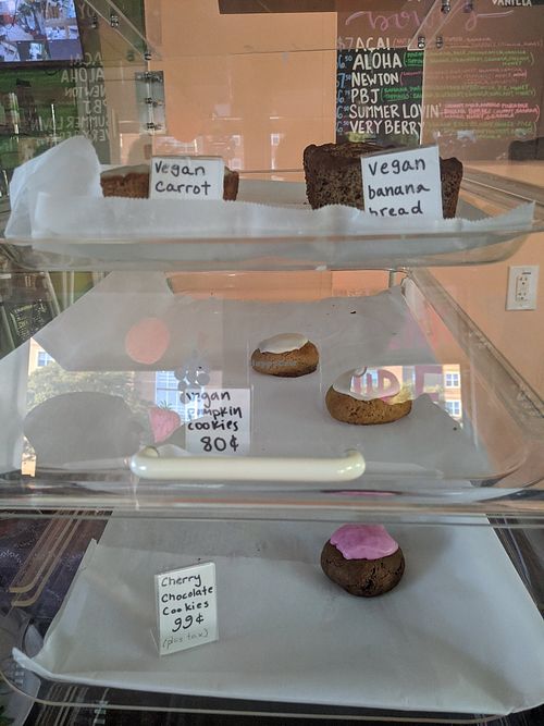 Dessert case at Northgate Juice Joint in Bryan