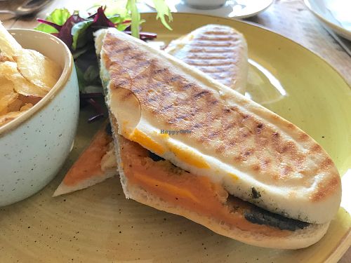 Vegan pumpkin pesto panini  at The Hayloft Restaurant in Sidmouth