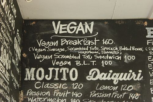 Currently 3 vegan breakfast options.  Not sure if their veggie BLT or veggie burger lunch options are vegan.   at Cafe Culture in Koh Tao