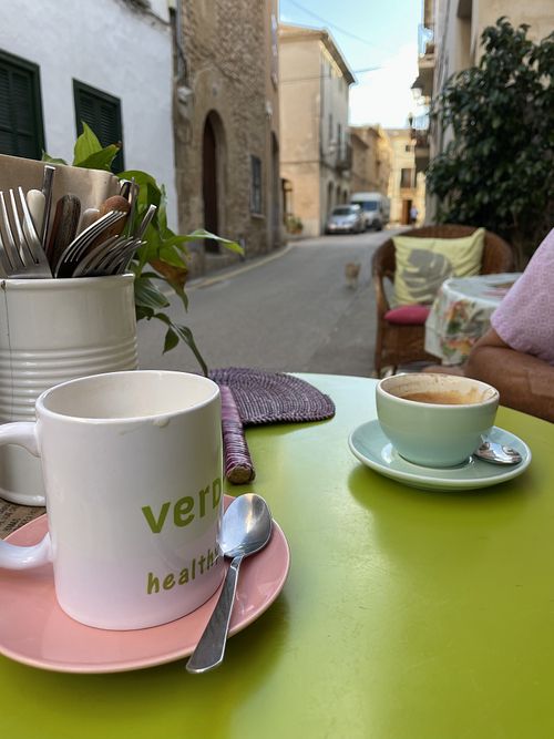 Chai latte with almond milk  at Verdeteja in Mallorca