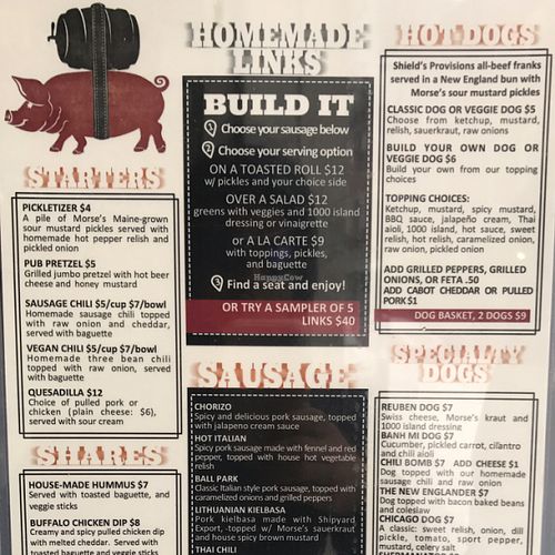 menu top at The Thirsty Pig in Portland