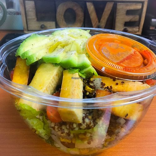 big ass salad lol. I added tofu. at Mendocino Farms in Brea