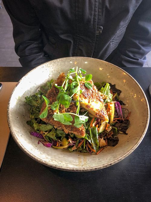 Crusted tofu on zoodles/veg  at Hoo Gah in Bendigo
