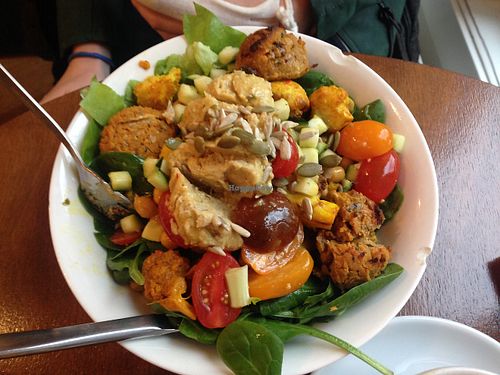 Falafel, chickpea and hummus salad - so yummy! at SLA - Middenweg in Amsterdam