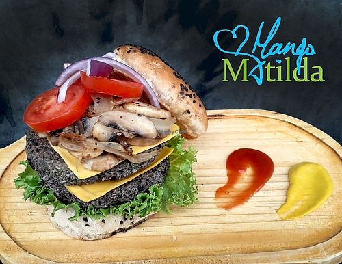 Bean Burgers at Mango Matilda in Puebla