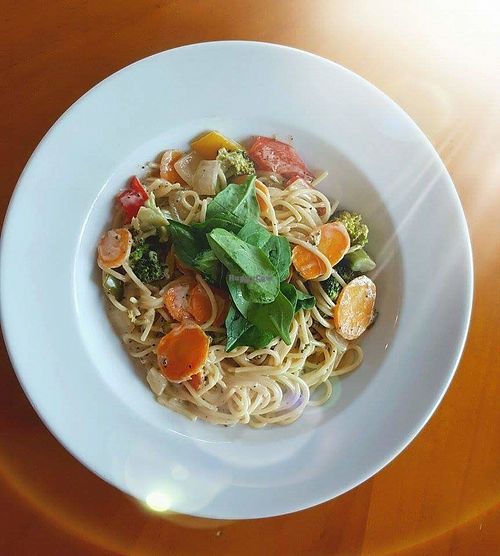 Veggie Pasta at The Angel Inn in Porthcawl