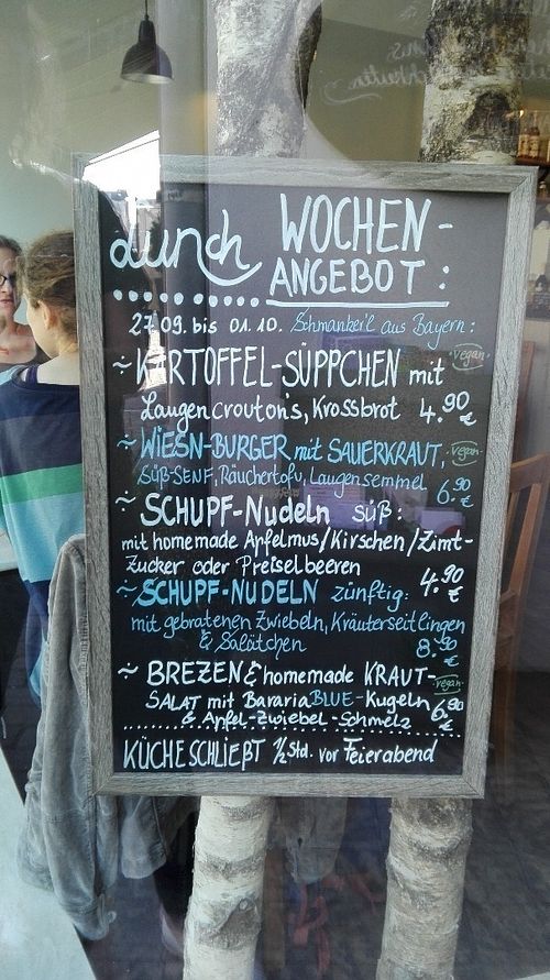 This is how the menu mostly looks like. The vegan dishes are marked as such :) at mystic Garden Bistro in Kleve