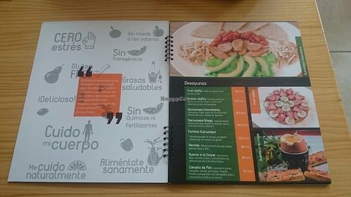 menu at Biomarket Salitre in Bogota