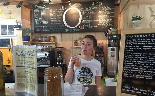 the "O" Bar!!!!! awesome chia pudding with coconut and mango, and overnight oats with cashew milk at Rosa Farms in Hanover
