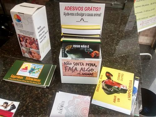 Animal right leaflets at Loving Hut - Jardins   in Sao Paulo