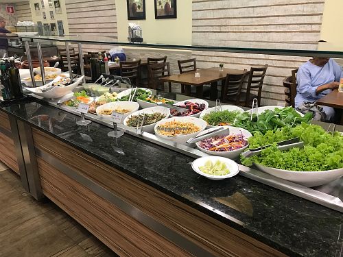 Salad counter at Loving Hut - Jardins   in Sao Paulo