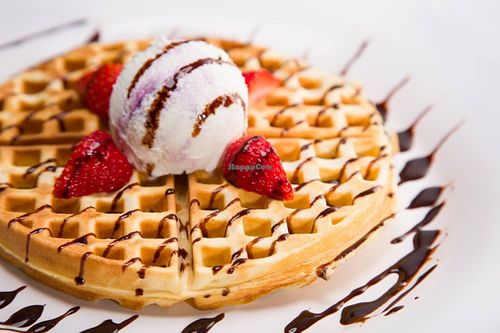 waffles with ice cream  at Nature Cafe in Central Singapore