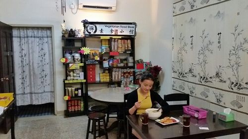 restaurant interior decor at Zen Vegetarian Food Store in Johor Bahru
