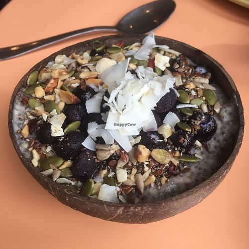 Chia Porridge bowl at HAH Lorne Beach in Lorne