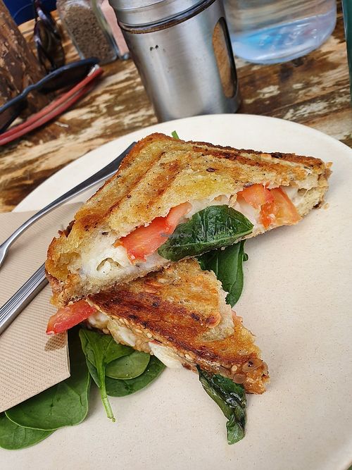 Vegan Mozzarella jaffle 👌 at HAH Lorne Beach in Lorne