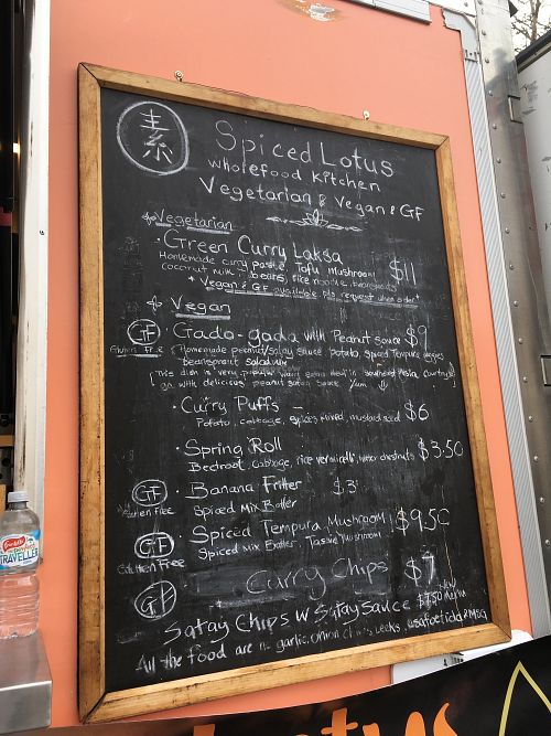Menu at Spice Lotus - Food Stall in Hobart