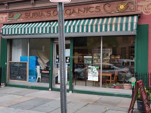 Outside at Subia's Organic Cafe and Market in Jersey City