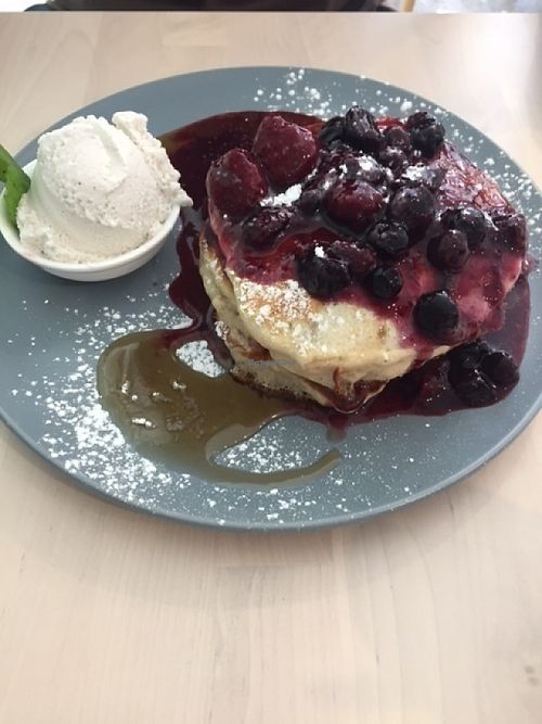 Banana pancakes at Wombat Cafe & Store in Dromana