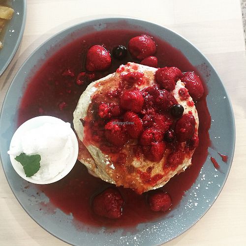Berry pancakes at Wombat Cafe & Store in Dromana