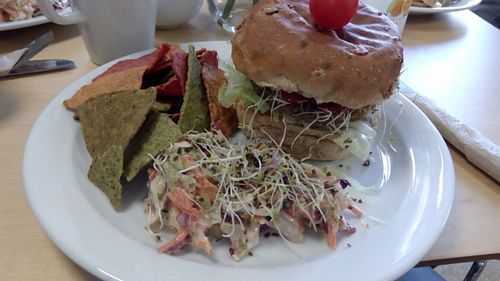 Walnut and Quinoa Burger at Rabbit Vegan Cafe in Exeter