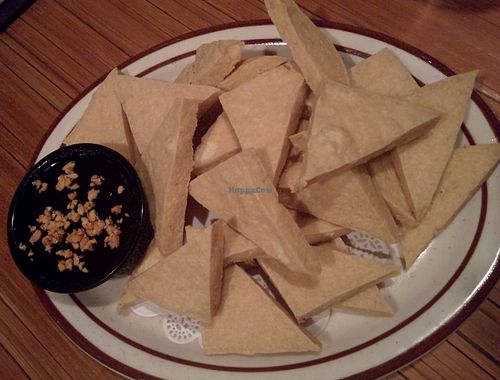 Tofu Tod - Deep fried tofu served with our house plum sauce garnished with peanuts (no oyster sauce on request) at Sopa Thai Cuisine in Nevada City