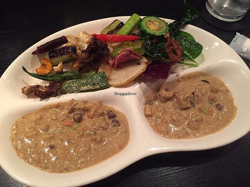 Vegetarian Soy Milk Curry topped with deep fried vegetable at Amurita no Niwa in Ishigaki
