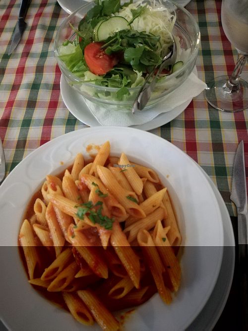 tomate pasta and salad on the side at Konoba Bonaca in Zadar