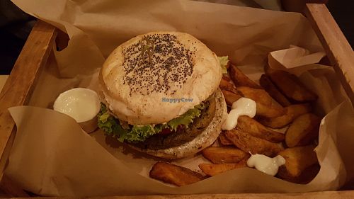 Vegan burger at Flower Burger in Rome