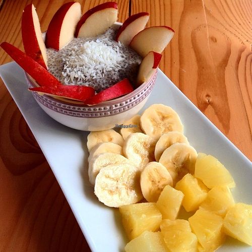 Pina Colada Chia pudding with fruit.  at HooRaw Sunshine Coast Vegan + Market in Sechelt
