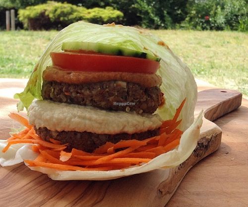 Raw Hemp Burger with all the fixin's. at HooRaw Sunshine Coast Vegan + Market in Sechelt