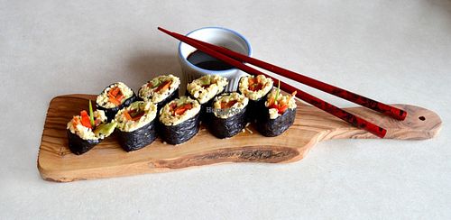 Parsnip rice Nori Roll. at HooRaw Sunshine Coast Vegan + Market in Sechelt