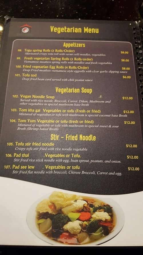 vegetarian menu at Pho Saigon in Anchorage