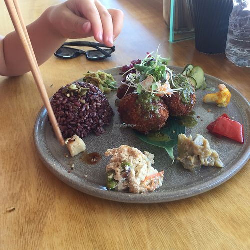 #5 potato croquettes in bento box type set up.  at Neko Neko in Fitzroy