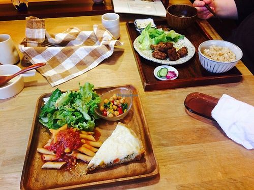 Quiche set (also came with soup) and karaage set. at Bejita in Hamamatsu