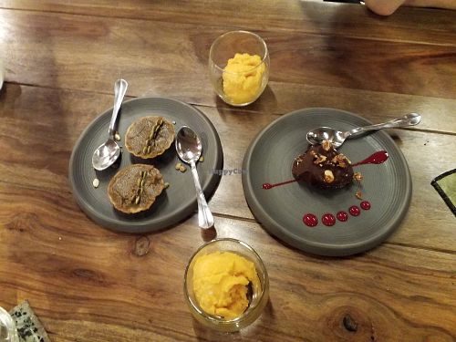 Desserts: Chocolate Ganache, Sorbet, pumpkin pie at Greenr Cafe in Gurgaon